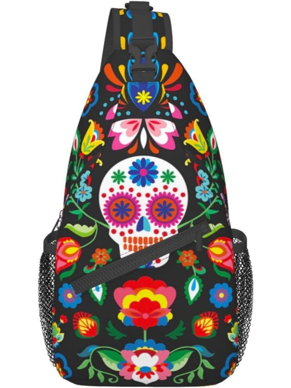 Unisex Mexican Skull Hiking Backpack Chest Daypack Crossbody Sling Bag